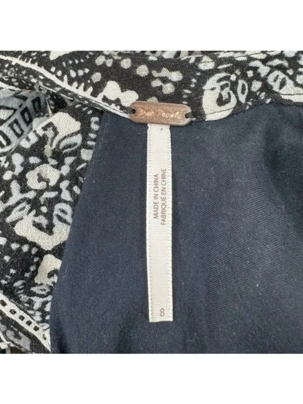 Free People Tegan Black Borders Keyhole Long Sleeve Mini Dress - Picture 4 of 8